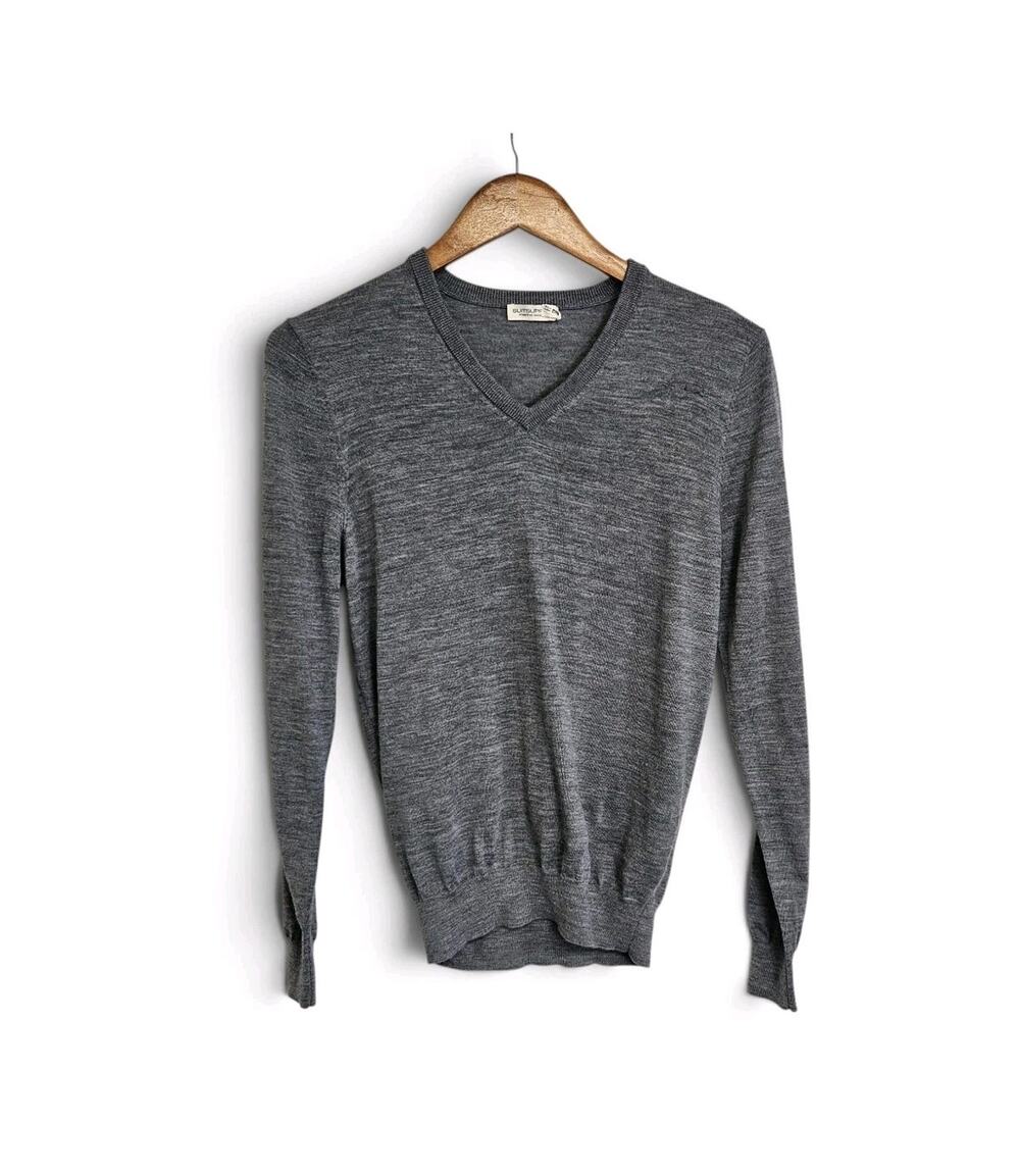 Suitsupply Gray Merino Wool V-neck Lightweight Sweater Men's Size XS READ